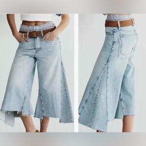 Free People We The Free Ripple Wide Leg Crop Jeans